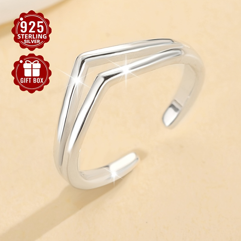 925 Sterling Silver V Shaped Double Layer Women's Toe Ring